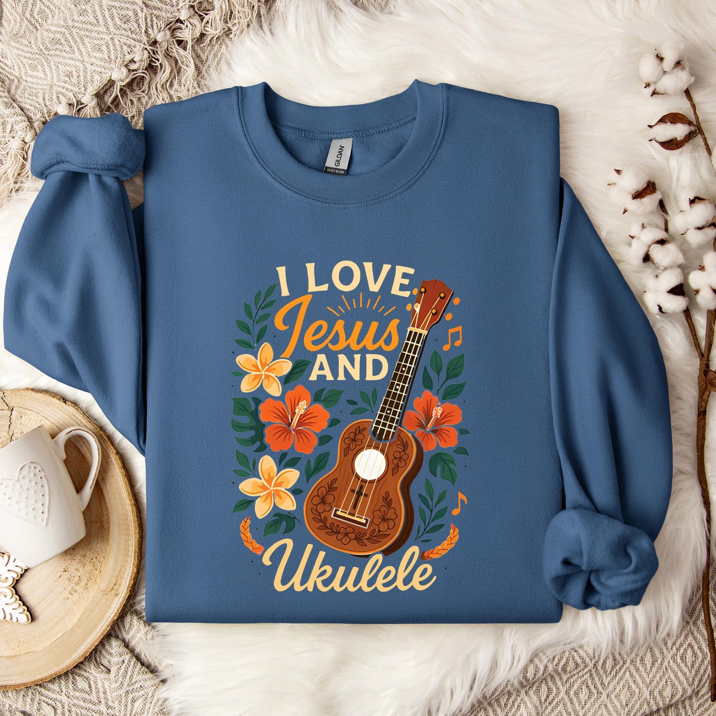 I Love Jesus And Ukulele Sweatshirt