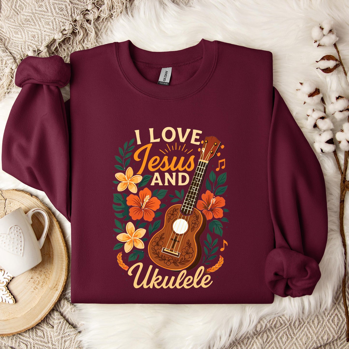 I Love Jesus And Ukulele Sweatshirt
