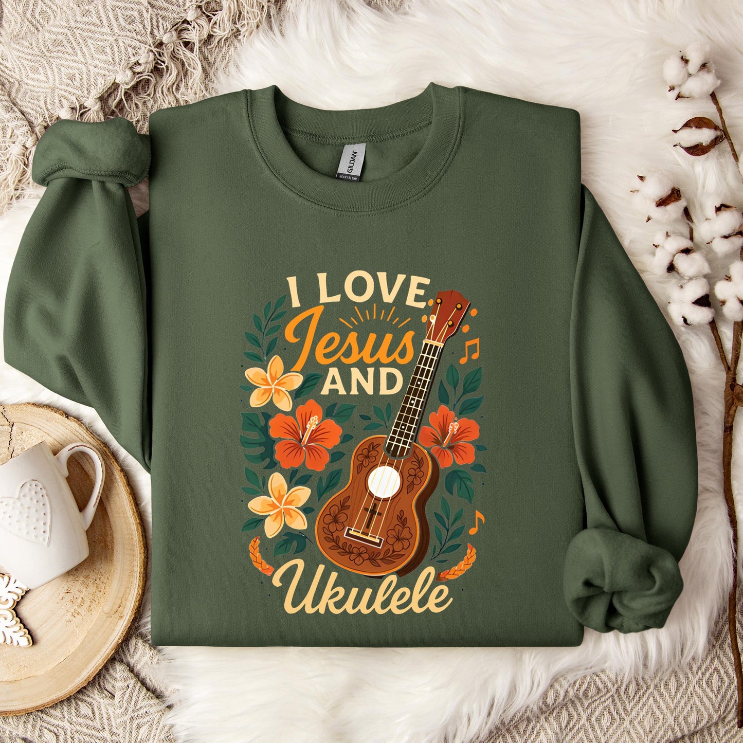 I Love Jesus And Ukulele Sweatshirt