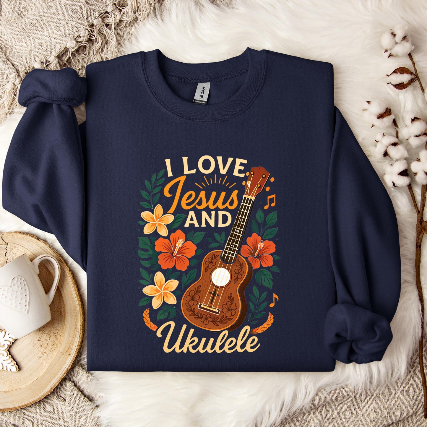 I Love Jesus And Ukulele Sweatshirt