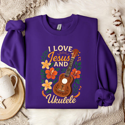I Love Jesus And Ukulele Sweatshirt