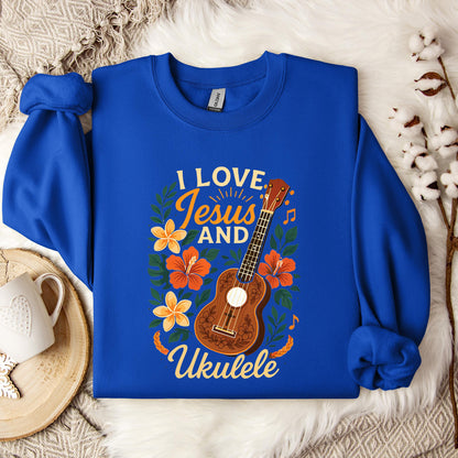 I Love Jesus And Ukulele Sweatshirt