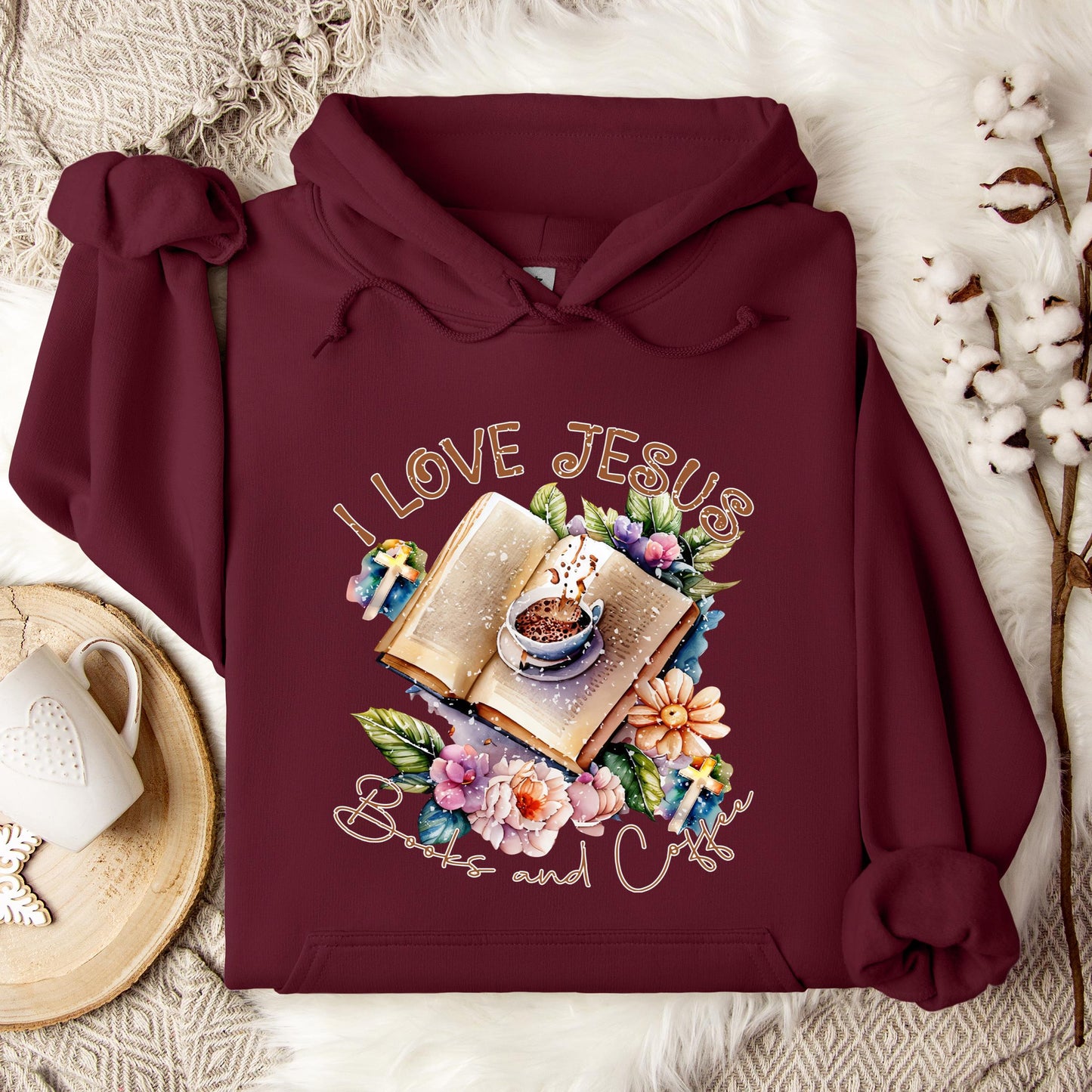 I Love Jesus Books And Coffee Hoodie