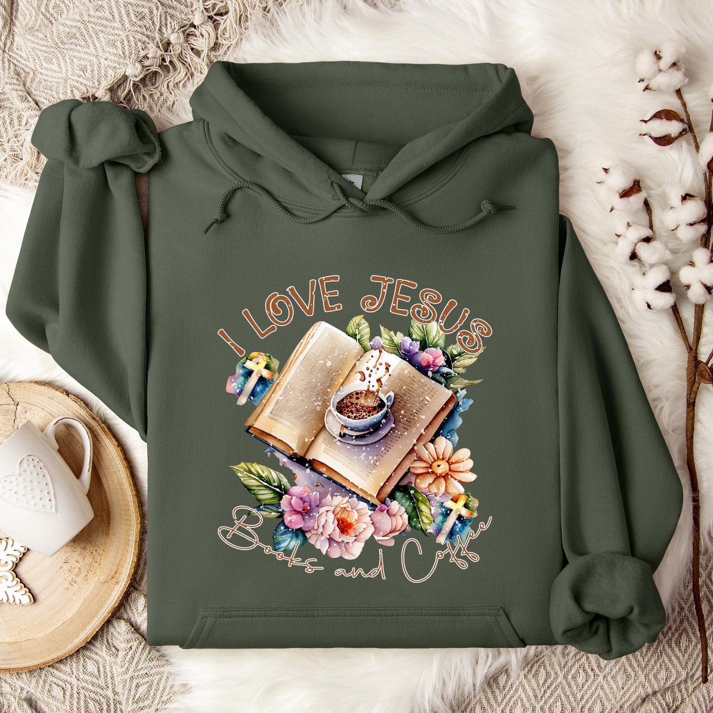 I Love Jesus Books And Coffee Hoodie