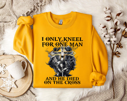 I Only Kneel For One Man And He Died On The Cross Lion Warrior Sweatshirt