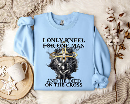 I Only Kneel For One Man And He Died On The Cross Lion Warrior Sweatshirt