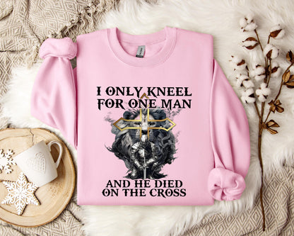 I Only Kneel For One Man And He Died On The Cross Lion Warrior Sweatshirt
