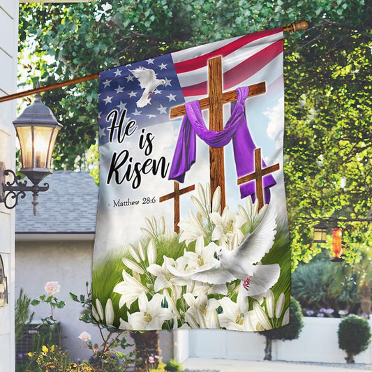 Easter Christian Cross Jesus Christ He Is Risen Flag