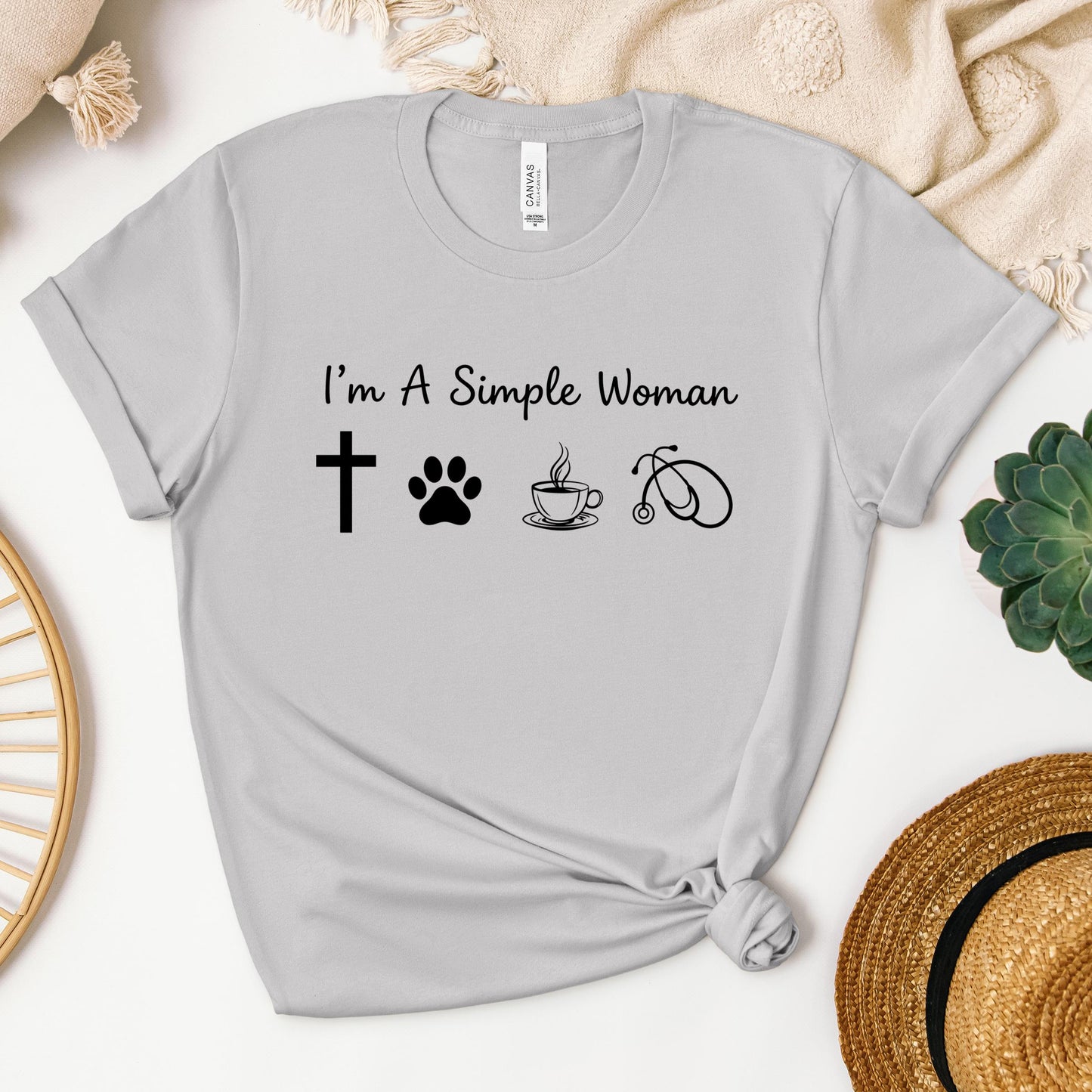 I'm A Simple Woman Cross Dog Cat Coffee Stethoscope 01