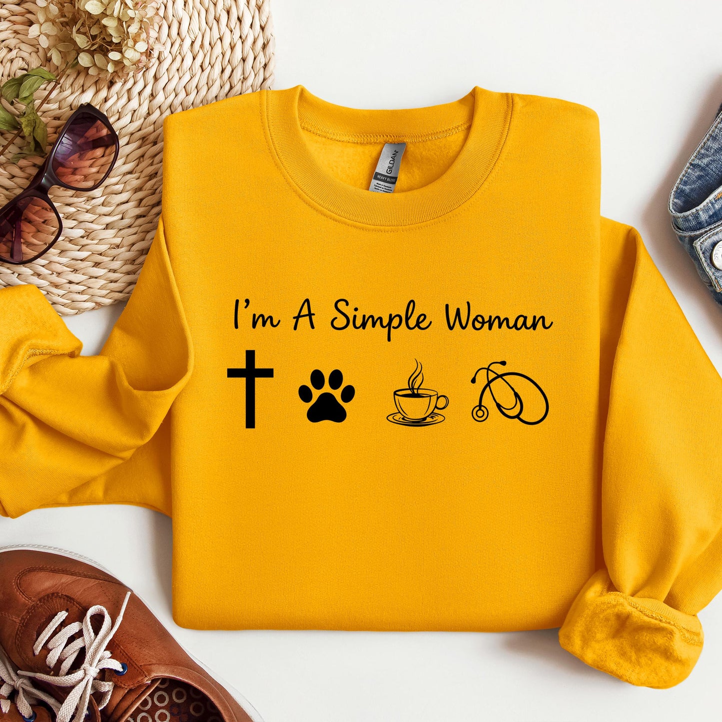 I'm A Simple Woman Cross Dog Cat Coffee Stethoscope 01