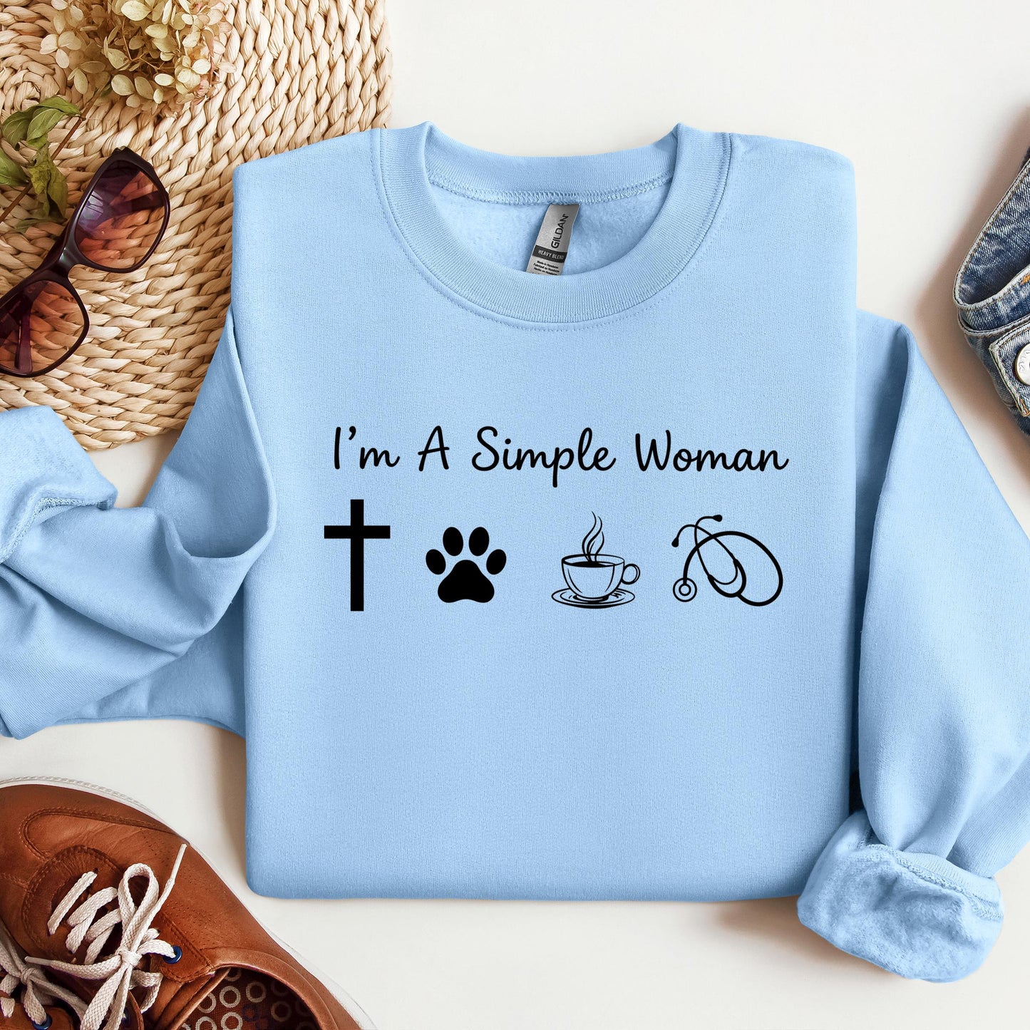 I'm A Simple Woman Cross Dog Cat Coffee Stethoscope 01