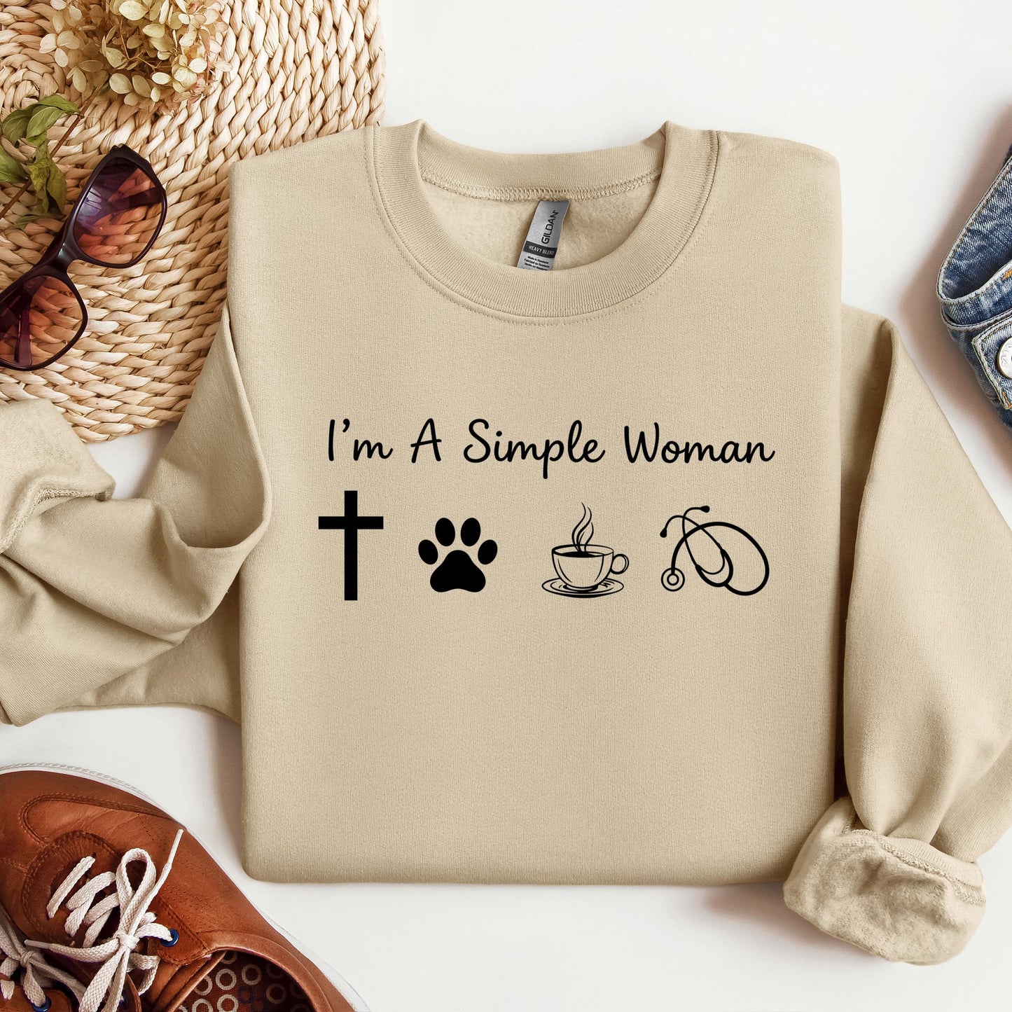 I'm A Simple Woman Cross Dog Cat Coffee Stethoscope 01