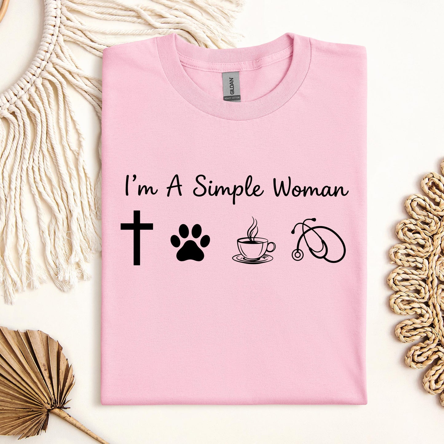 I'm A Simple Woman Cross Dog Cat Coffee Stethoscope 01