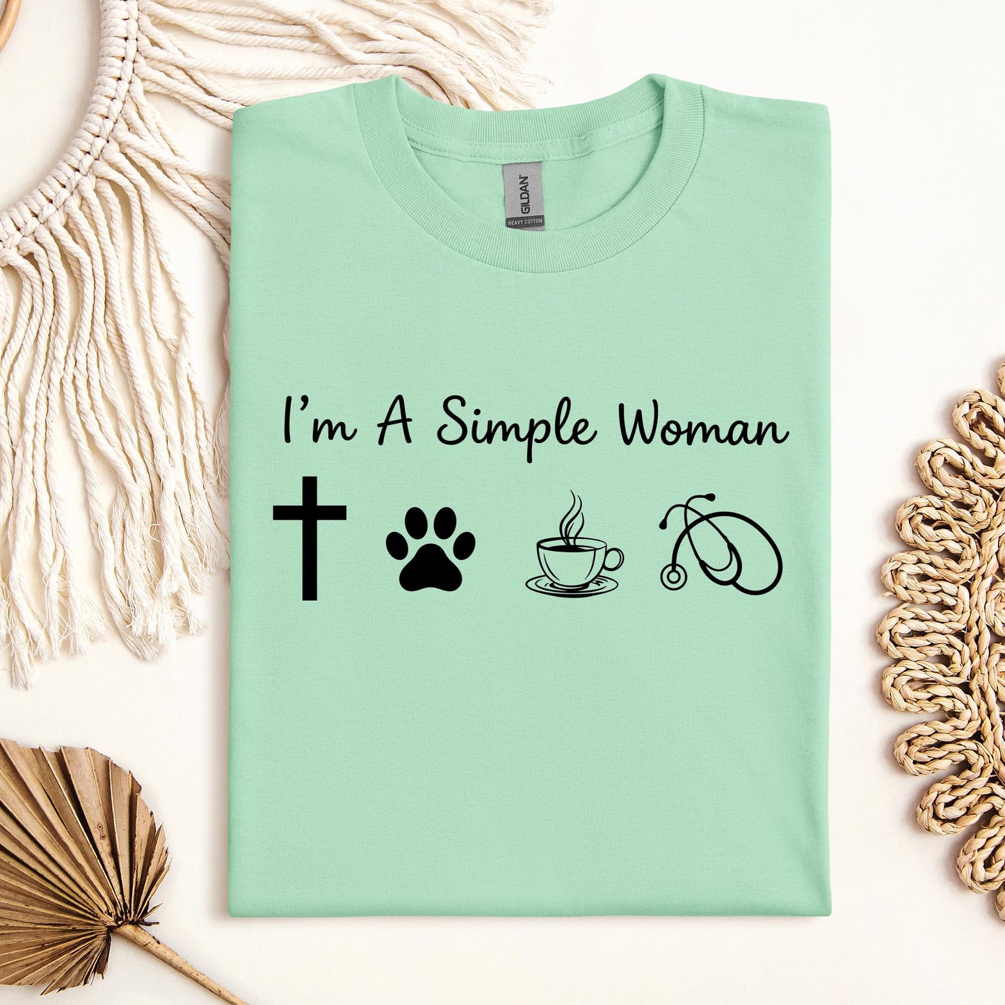 I'm A Simple Woman Cross Dog Cat Coffee Stethoscope 01