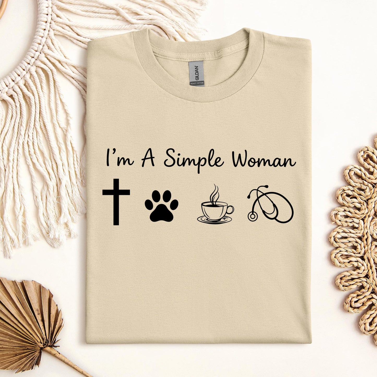 I'm A Simple Woman Cross Dog Cat Coffee Stethoscope 01