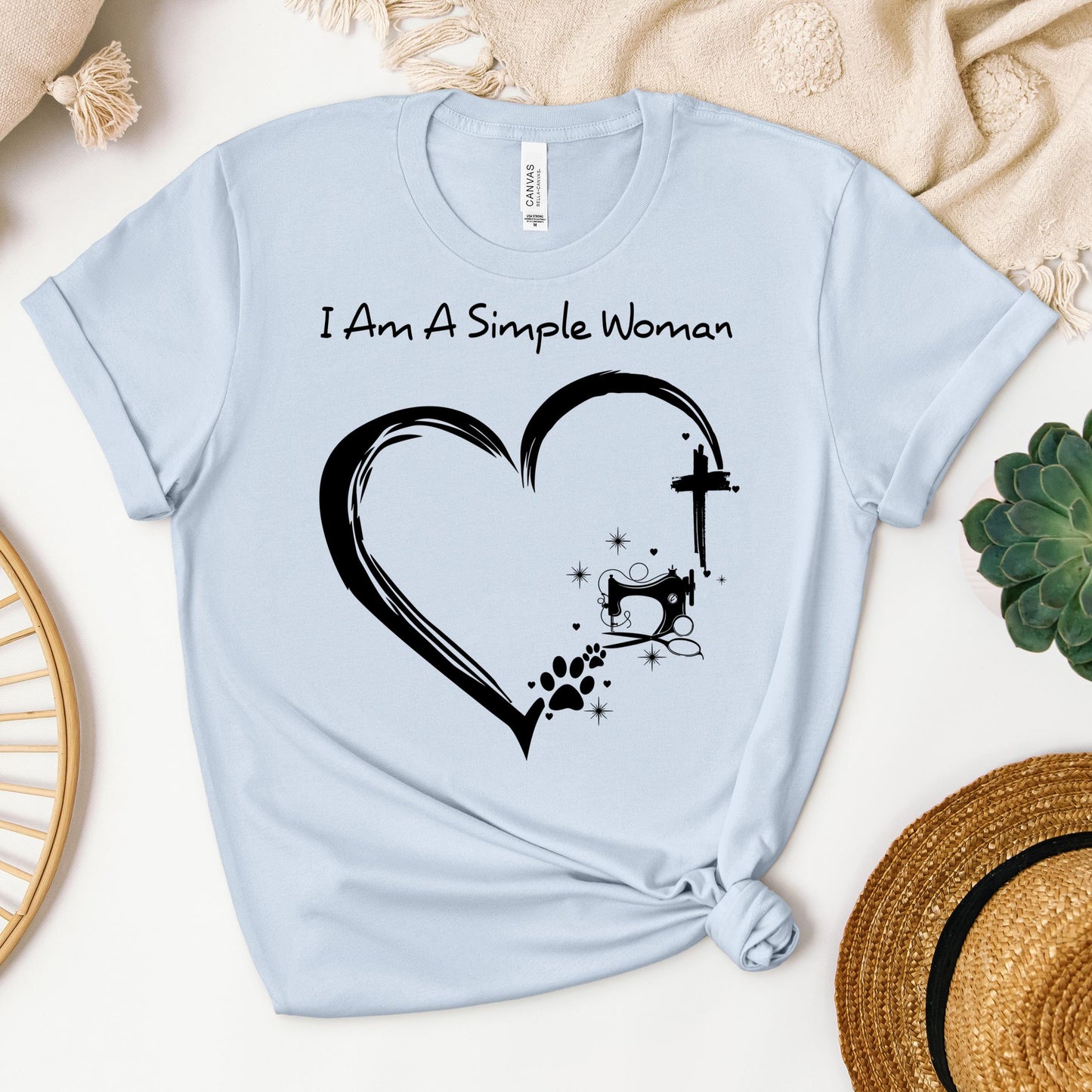 I'm A Simple Woman Cross Sewing Machine Dog Cat 01