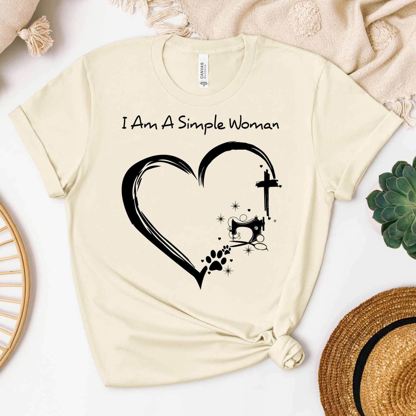 I'm A Simple Woman Cross Sewing Machine Dog Cat 01