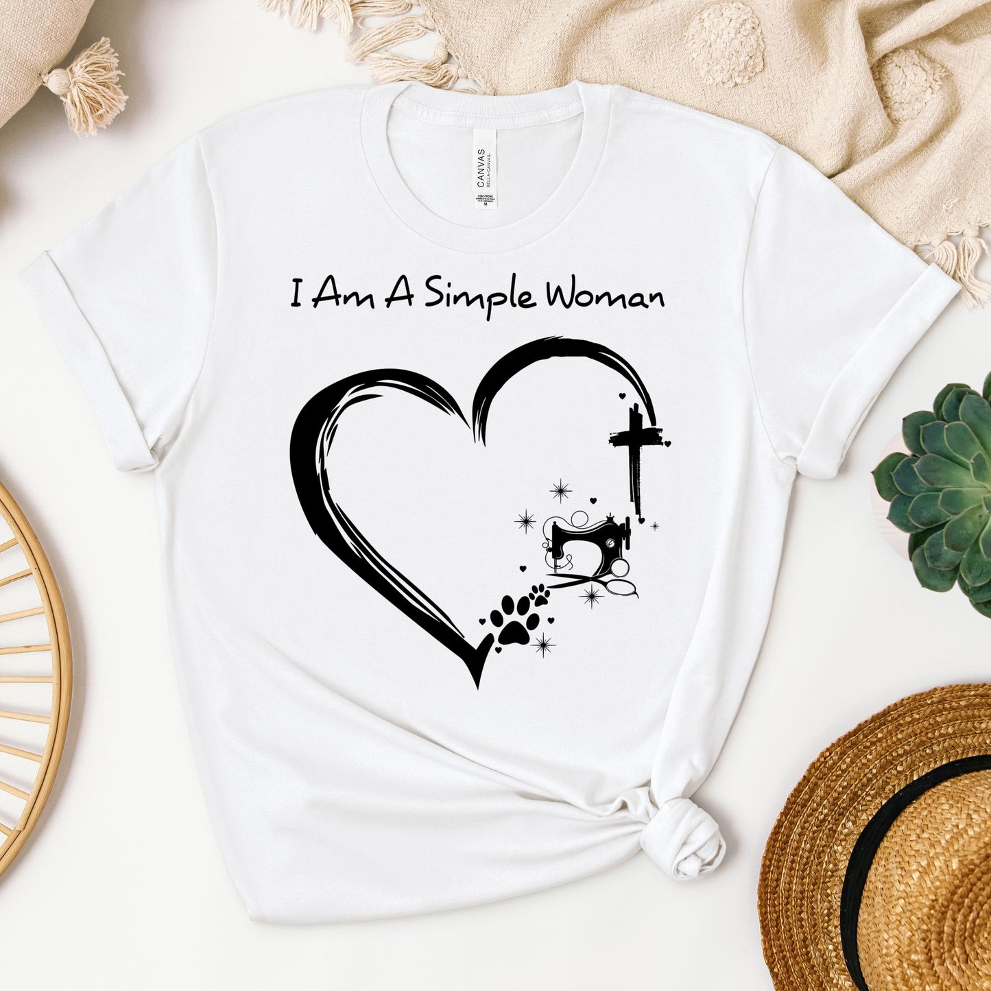 I'm A Simple Woman Cross Sewing Machine Dog Cat 01