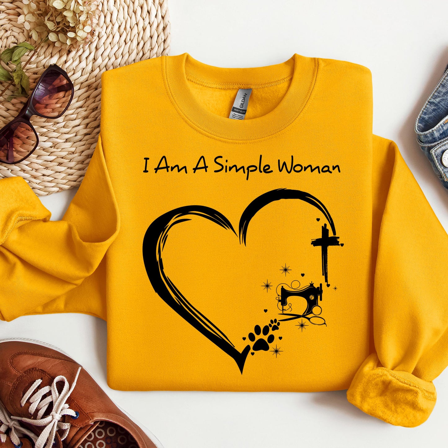 I'm A Simple Woman Cross Sewing Machine Dog Cat 01