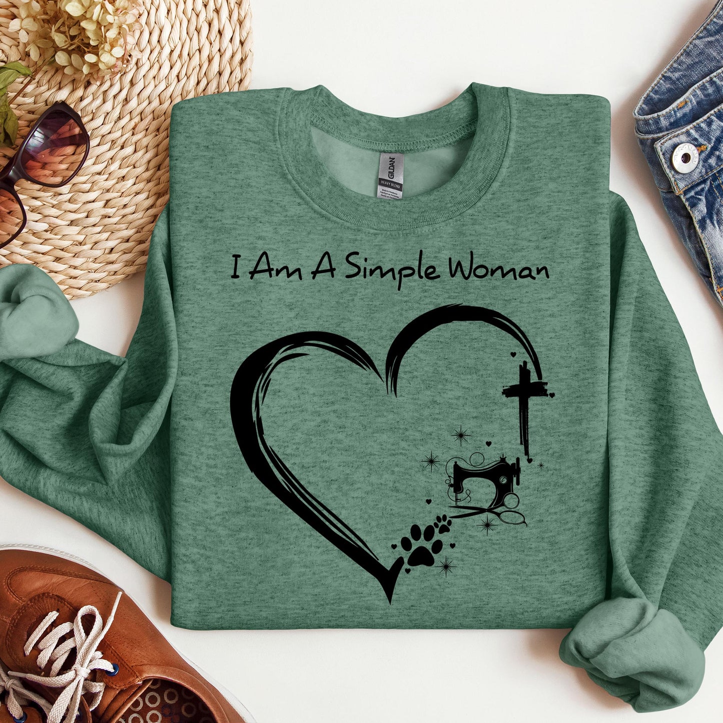 I'm A Simple Woman Cross Sewing Machine Dog Cat 01