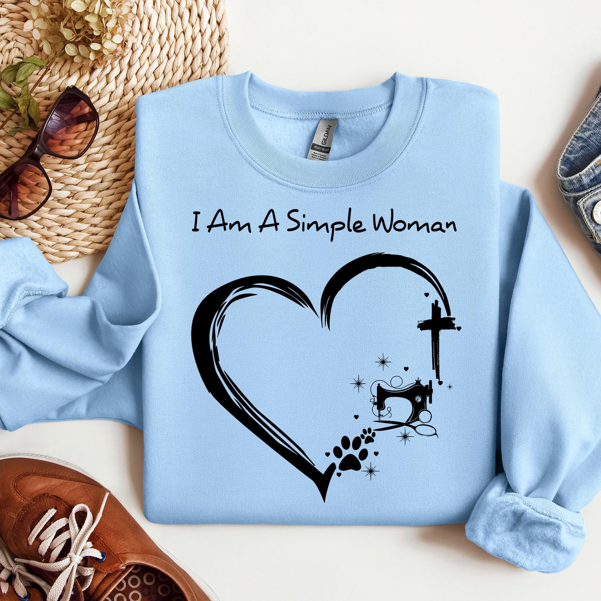 I'm A Simple Woman Cross Sewing Machine Dog Cat 01