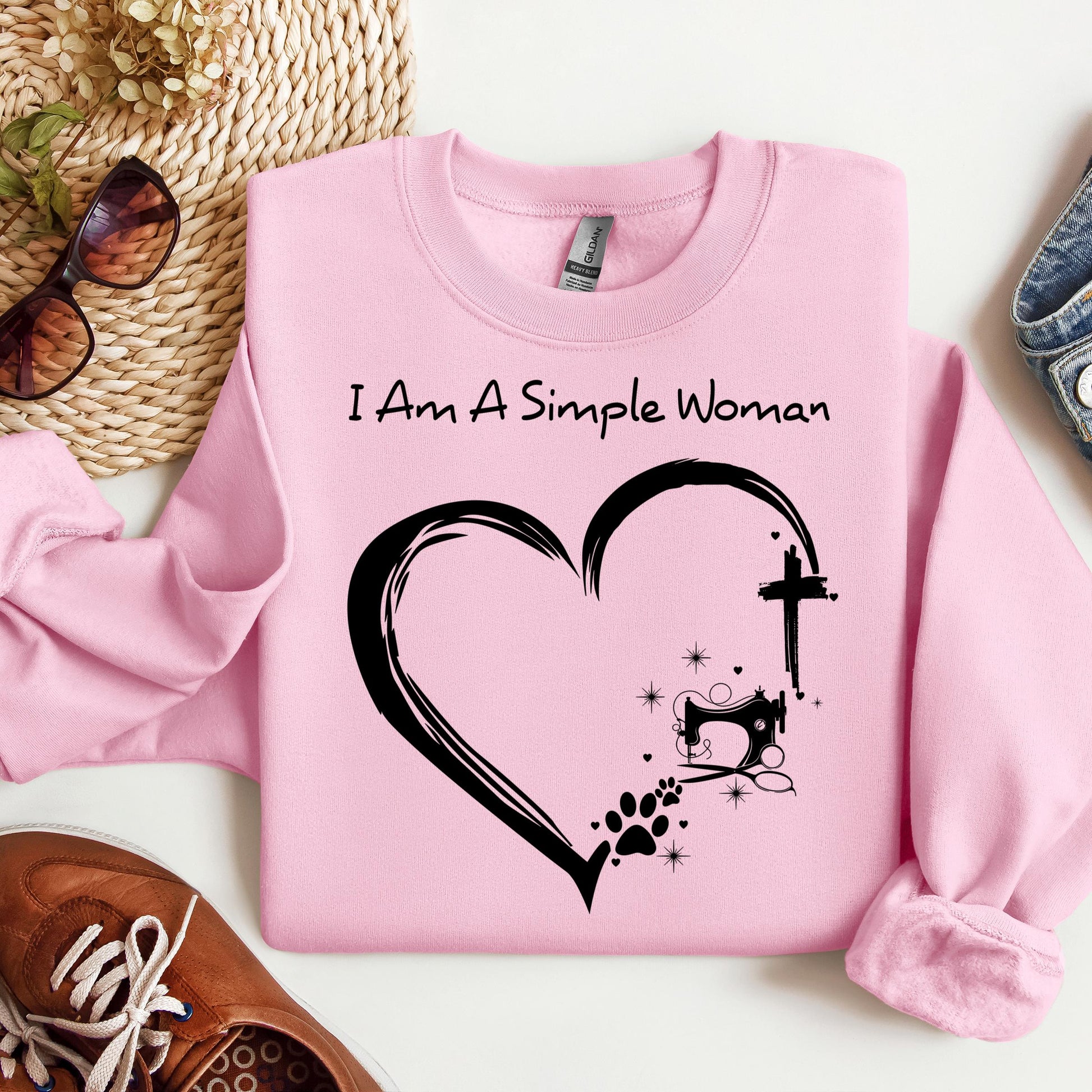 I'm A Simple Woman Cross Sewing Machine Dog Cat 01