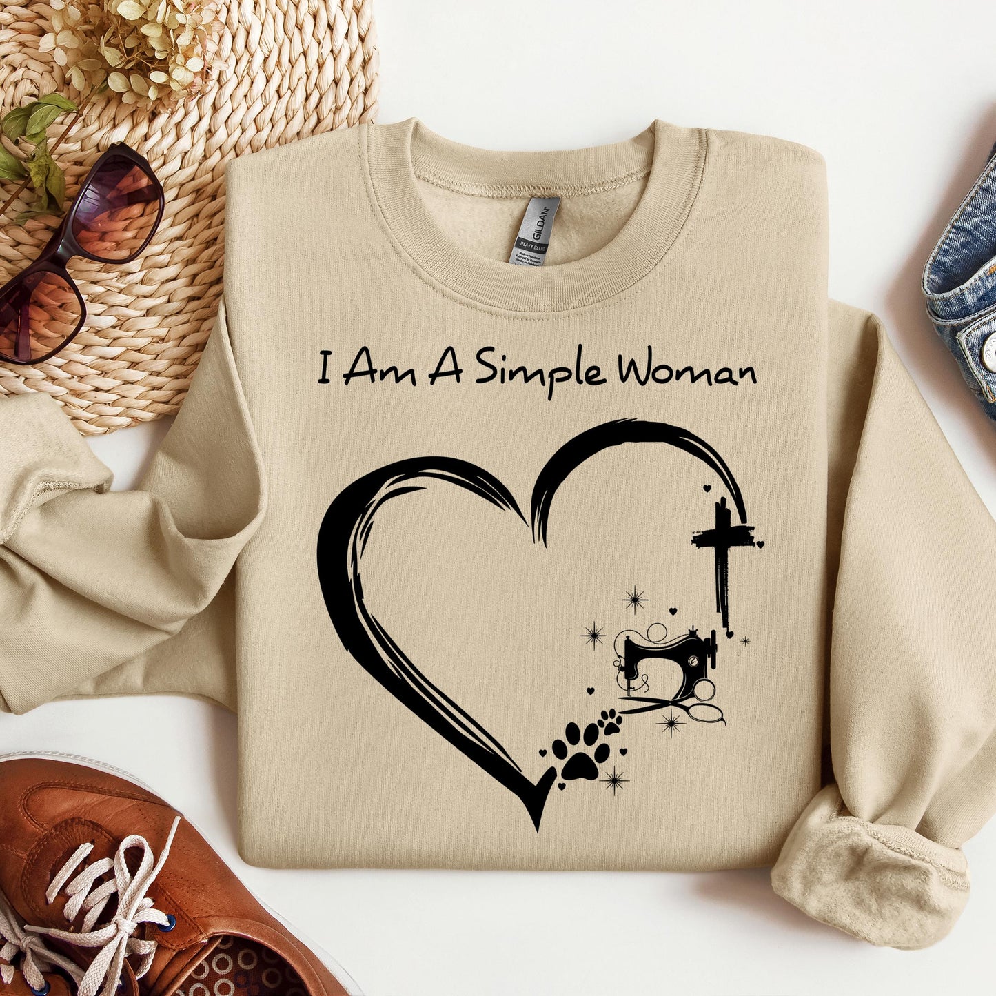 I'm A Simple Woman Cross Sewing Machine Dog Cat 01