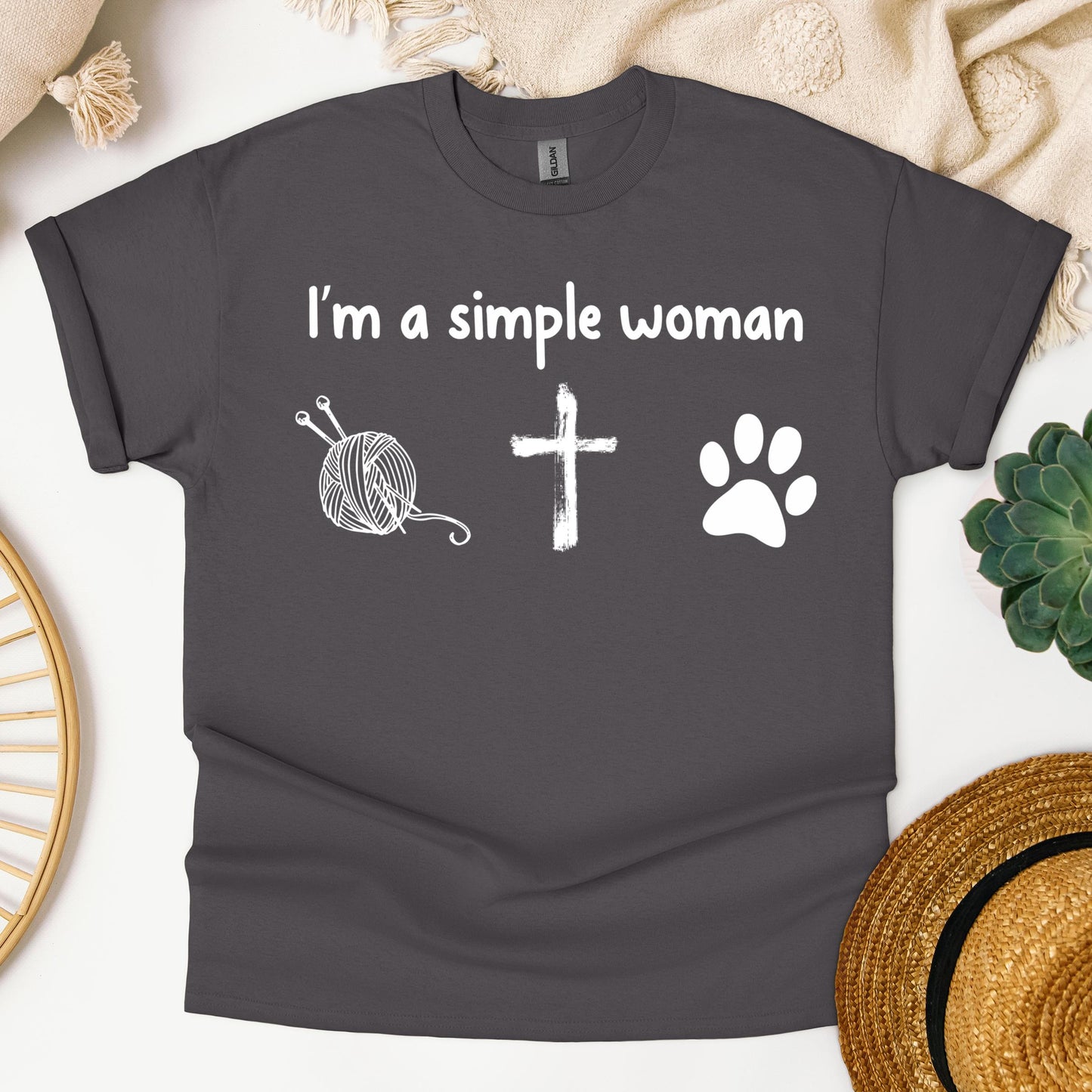 Im A Simple Woman Yarn Cross Dog Cat