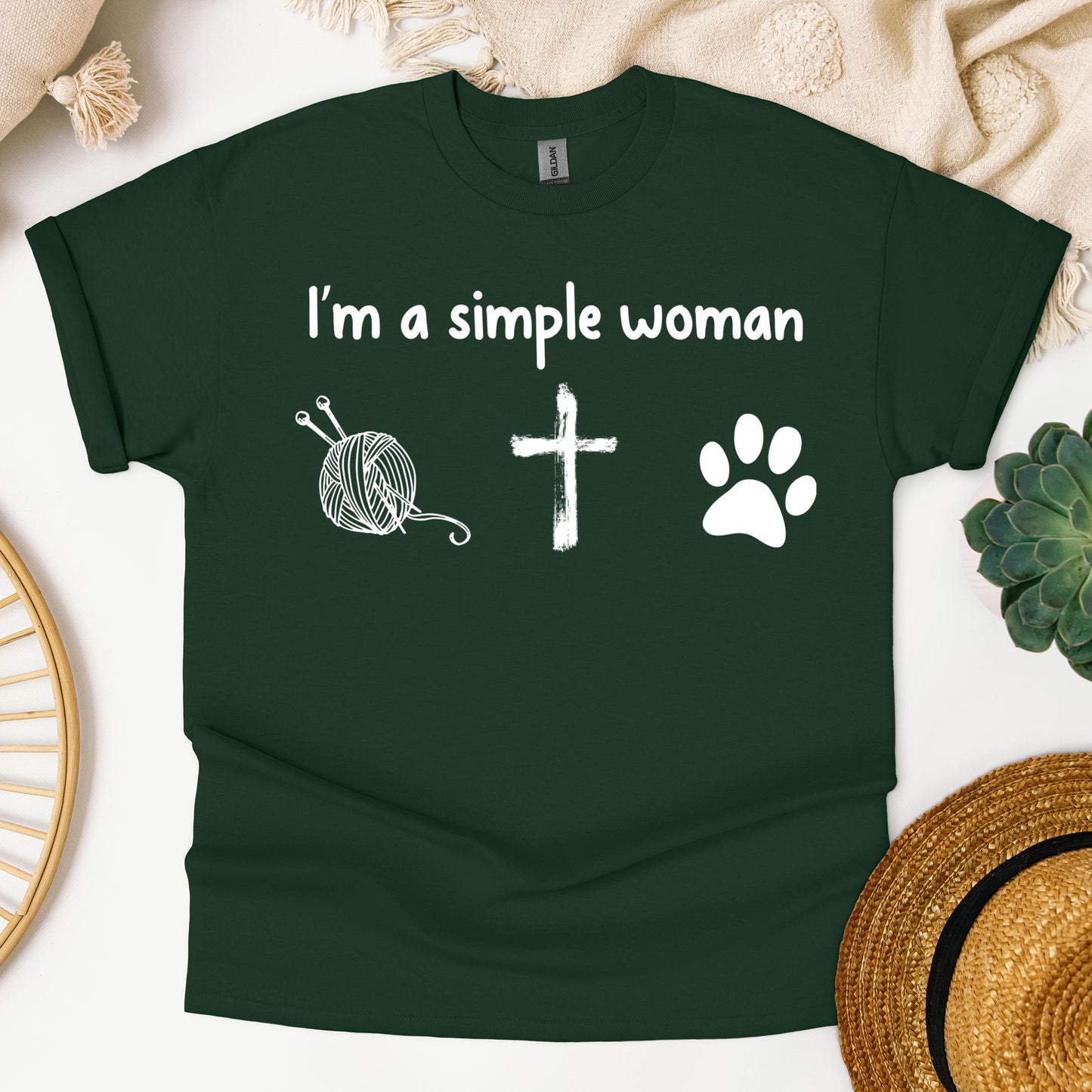 Im A Simple Woman Yarn Cross Dog Cat