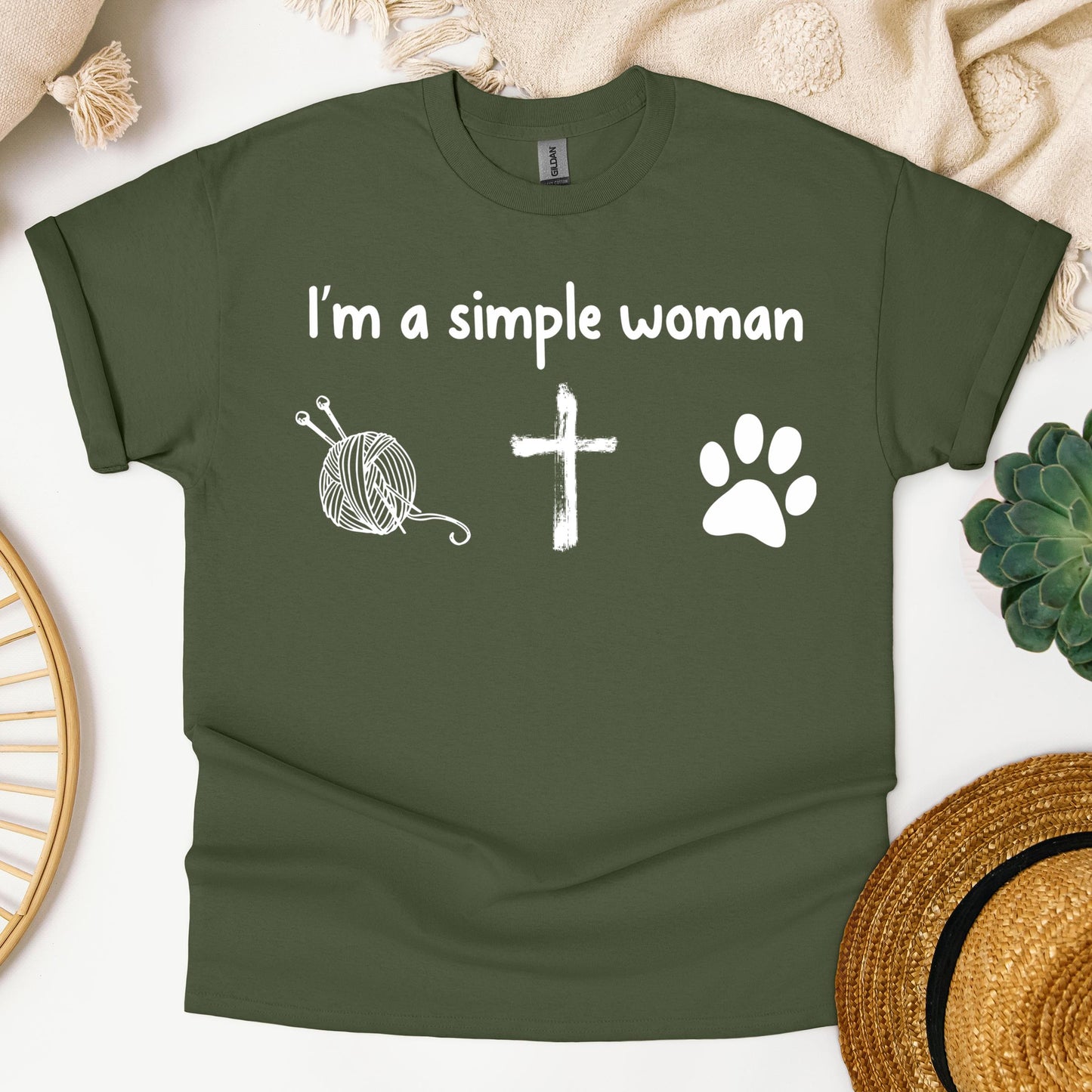 Im A Simple Woman Yarn Cross Dog Cat