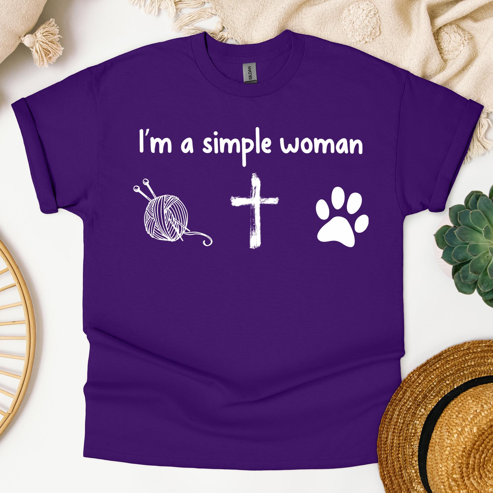 Im A Simple Woman Yarn Cross Dog Cat