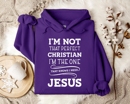 I'm Not That Perfect Christian I'm The One That Knows I Need Jesus Hoodie