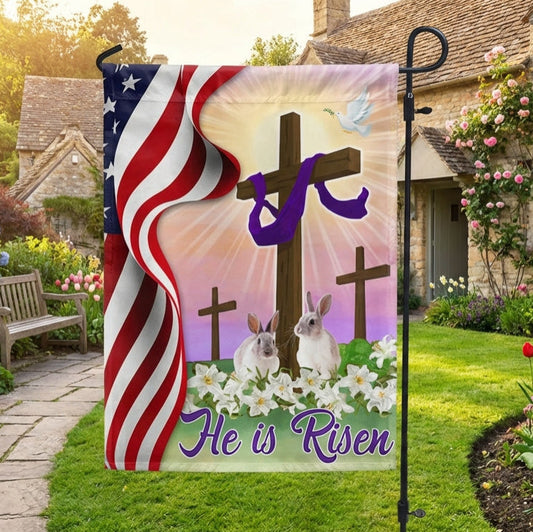 Easter Jesus Cross He Is Risen Flag