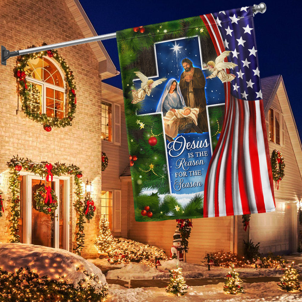 Nativity Of Jesus Christmas flags - Holy Family 'Jesus Is the Reason for the Season' Christmas Décor  - 3-Day Shipping