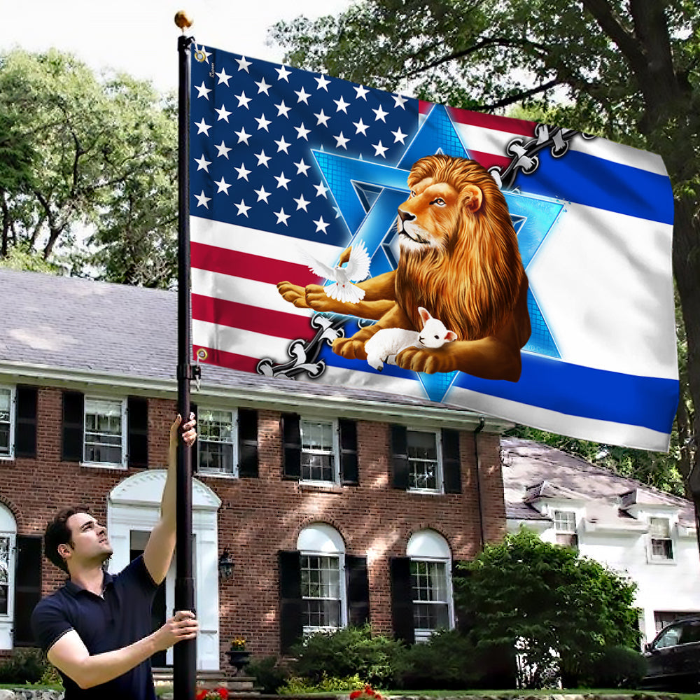 Jewish Israel, Lion Of Judah Israel American Grommet Flag