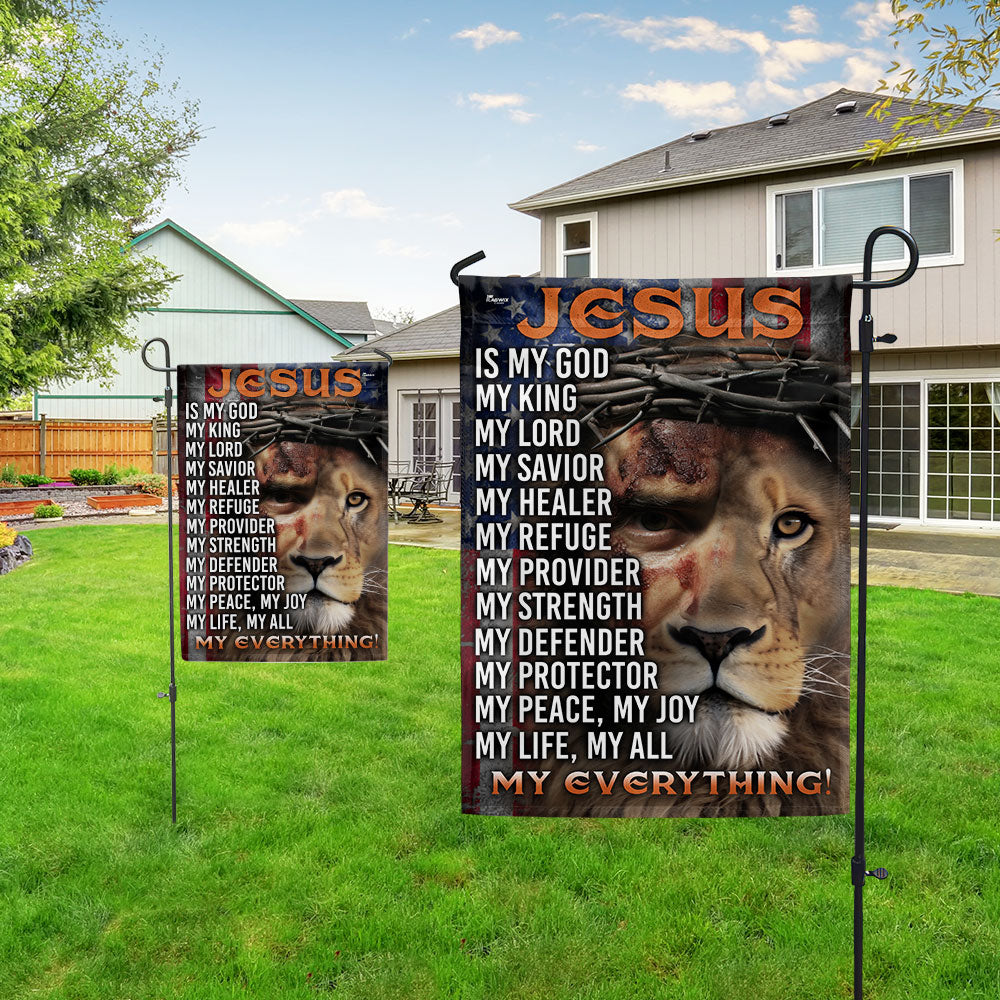Jesus Is My God, My Everything, Lion Christian Cross Jesus Flag