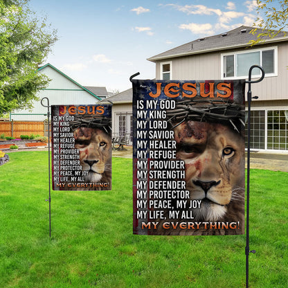 Jesus Is My God, My Everything, Lion Christian Cross Jesus Flag