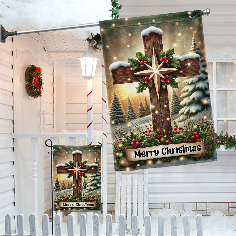 Christian Cross Merry Christmas Jesus Flag