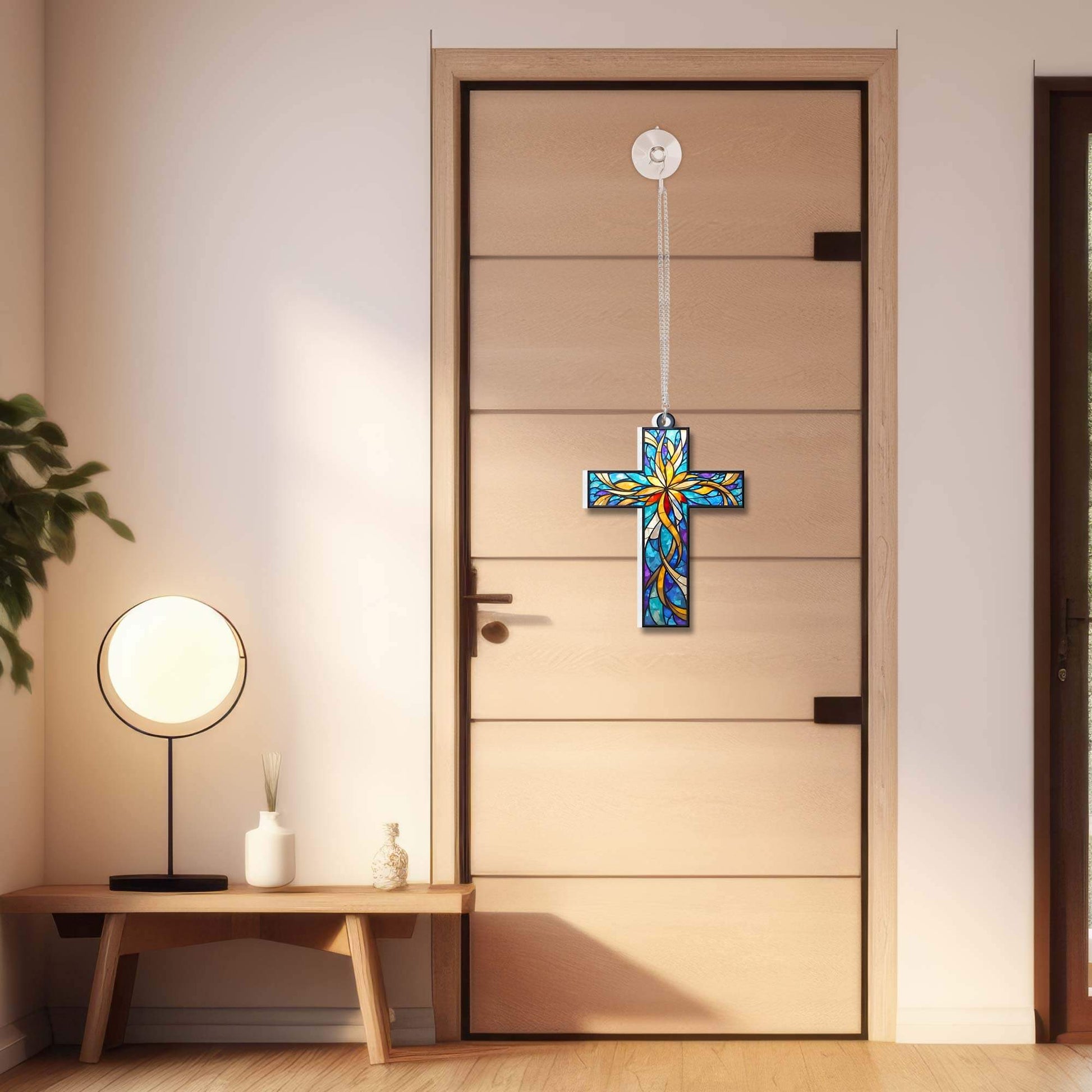 Christian Cross Suncatcher Hanging Sign