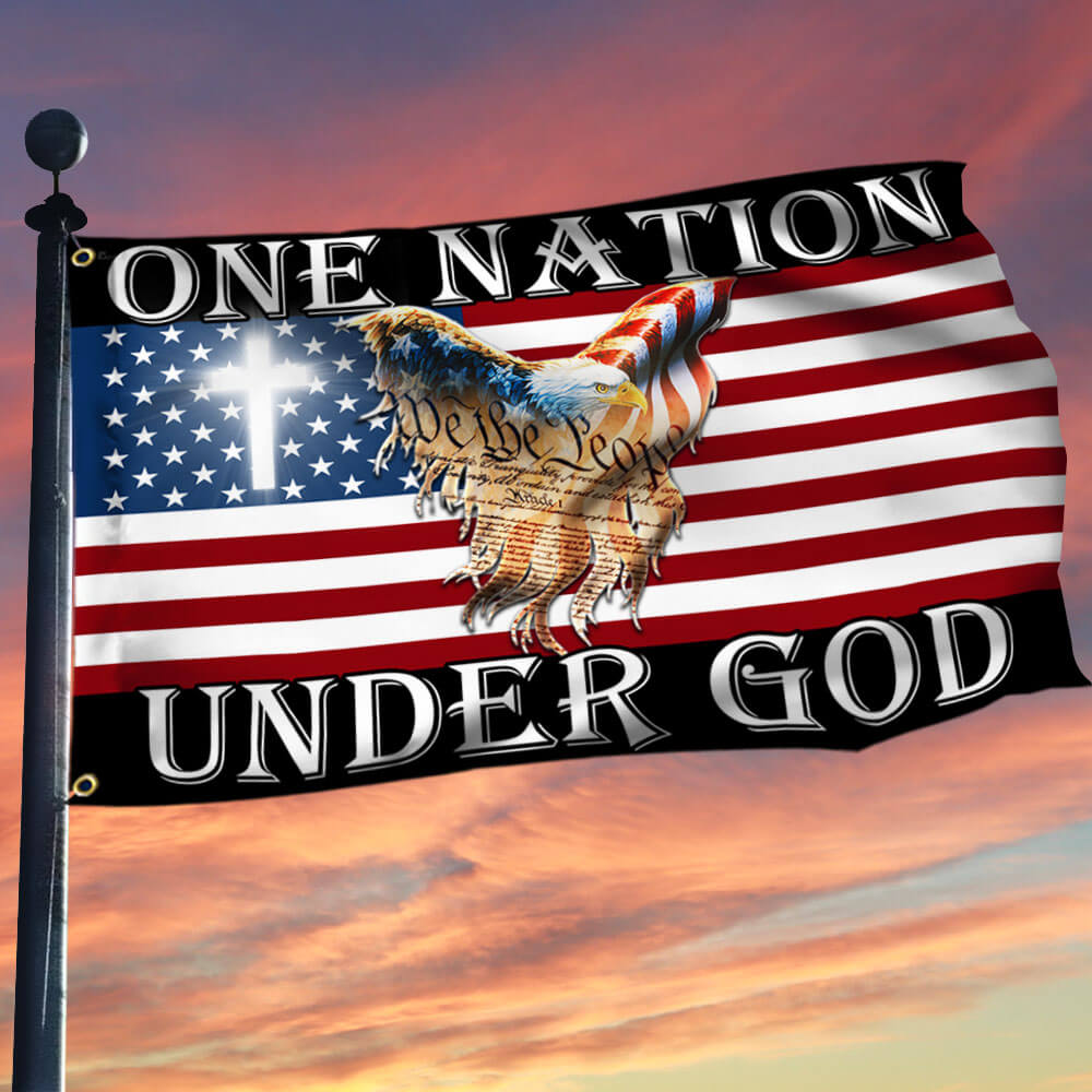 Flagwix American Flag - One Nation Under God Patriotic Eagle American Grommet Flag