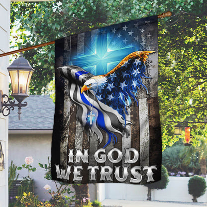 Flagwix American Flag - In God We Trust Christian Cross, American Eagle, The Thin Blue Line Flag