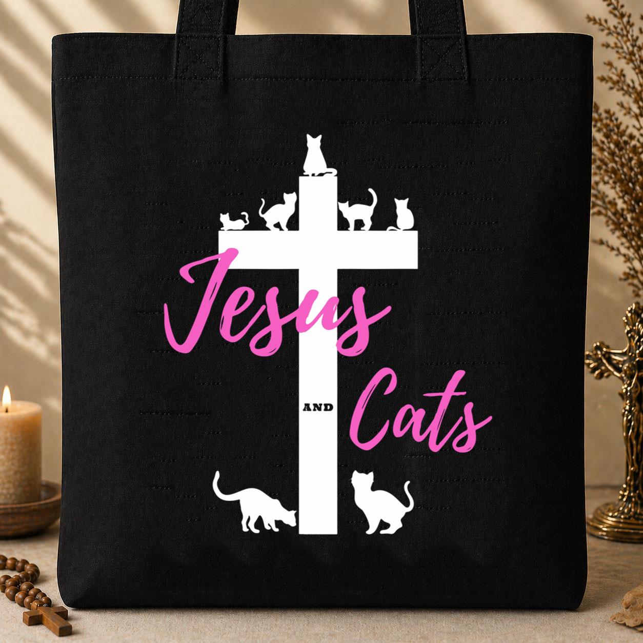 Jesus And Cats Tote Bag