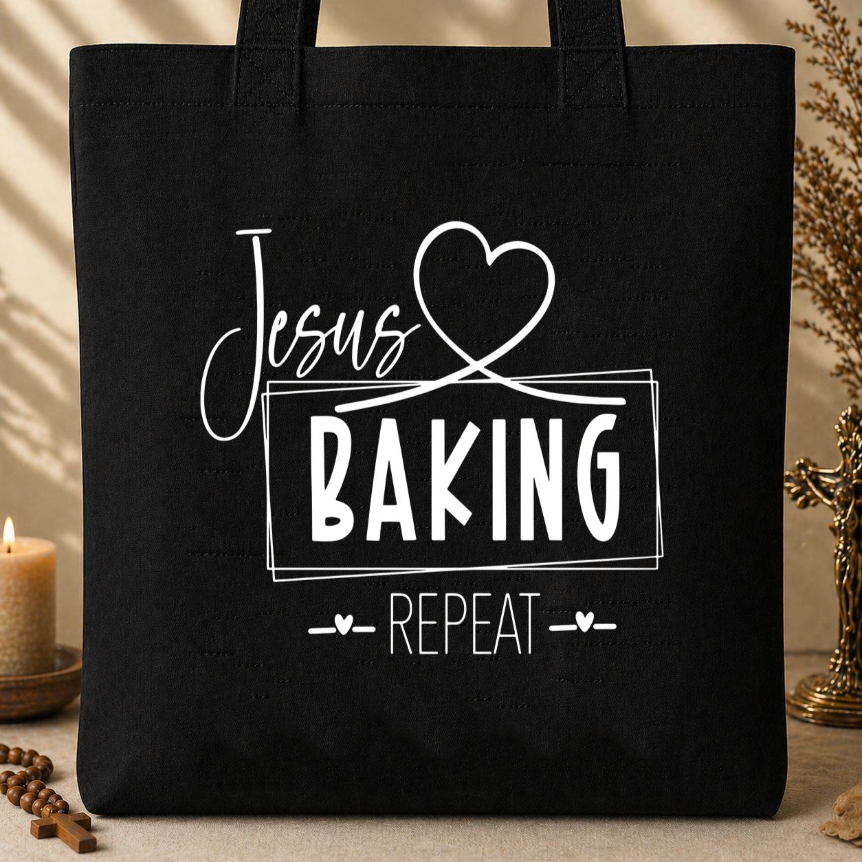 Jesus Baking Repeat Tote Bag