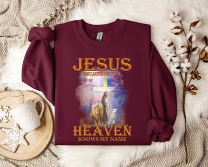 Jesus Because Of Him Heaven Knows My Name 2 Sweatshirt