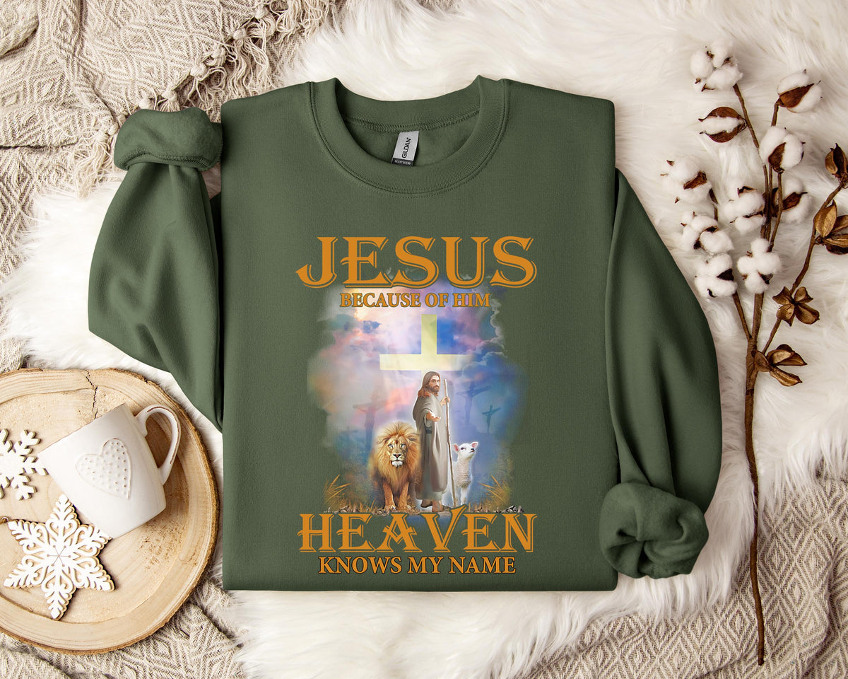 Jesus Because Of Him Heaven Knows My Name 2 Sweatshirt