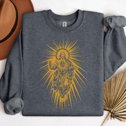 Jesus Christ Rising with Sacred Heart 01
