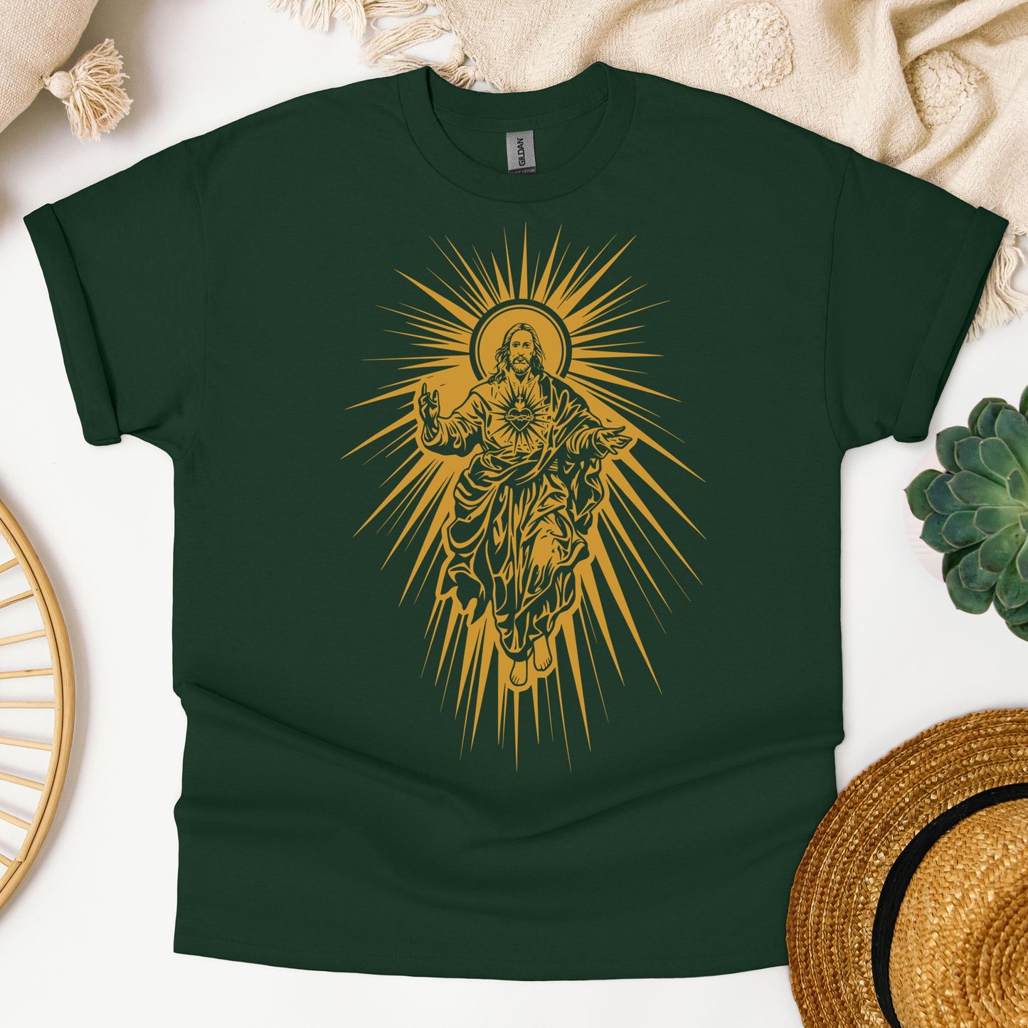Jesus Christ Rising with Sacred Heart 01