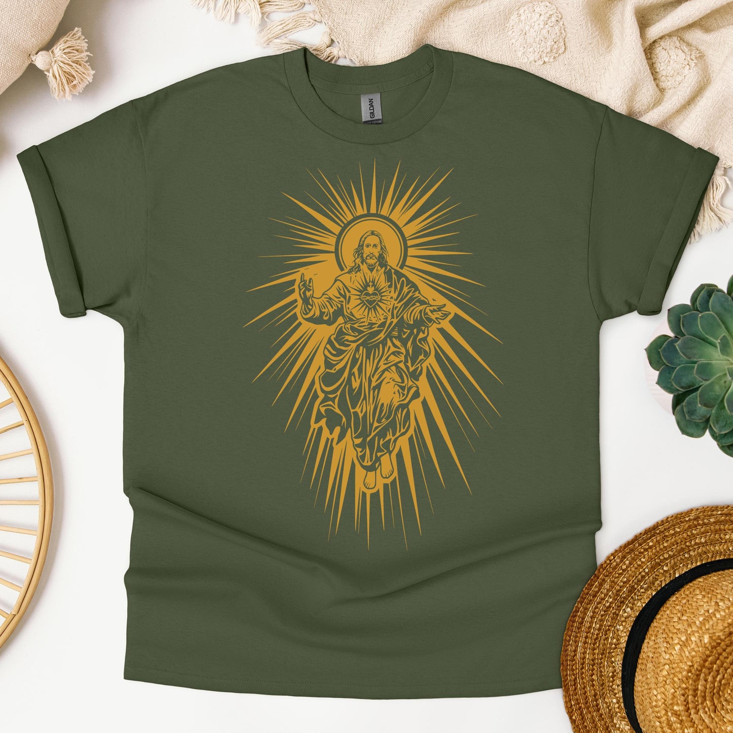 Jesus Christ Rising with Sacred Heart 01