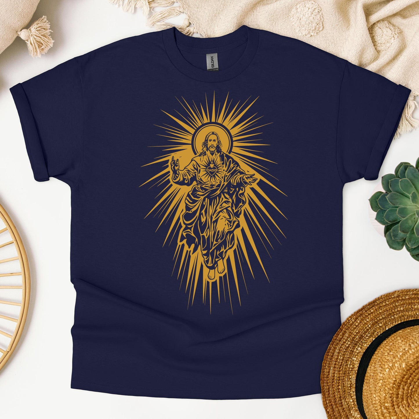 Jesus Christ Rising with Sacred Heart 01