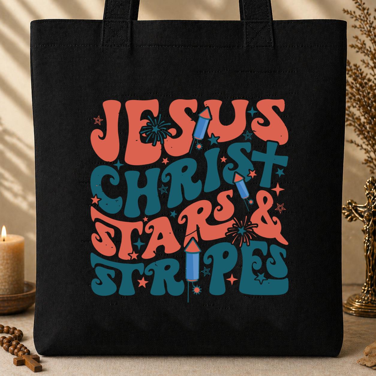 Jesus Christ Stars & Stripes Tote Bag
